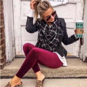 Spanx Burgandy Velvet High-Rise Shaping Leggings